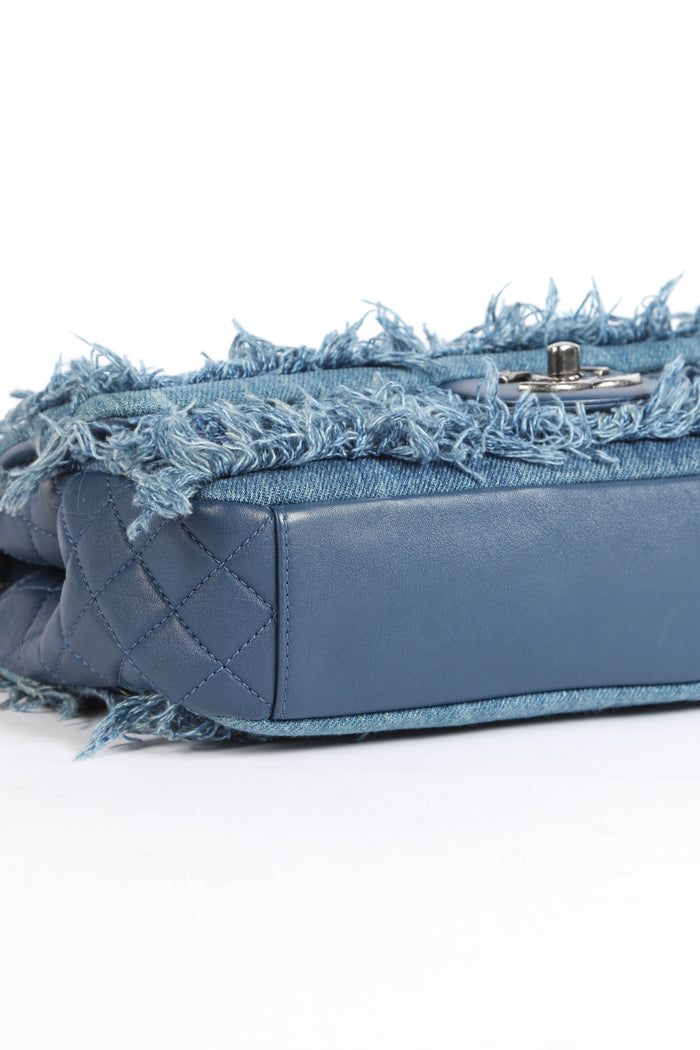 2014 Chanel Paris-Dubai Fringe Denim Single Flap Shoulder Bag