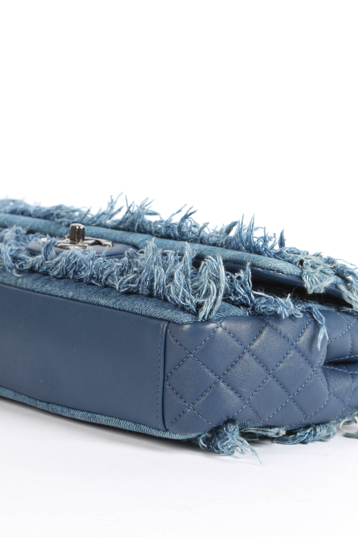 2014 Chanel Paris-Dubai Fringe Denim Single Flap Shoulder Bag