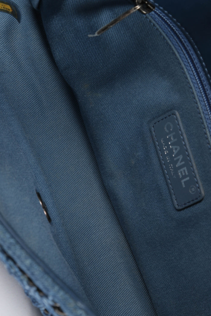 2014 Chanel Paris-Dubai Fringe Denim Single Flap Shoulder Bag
