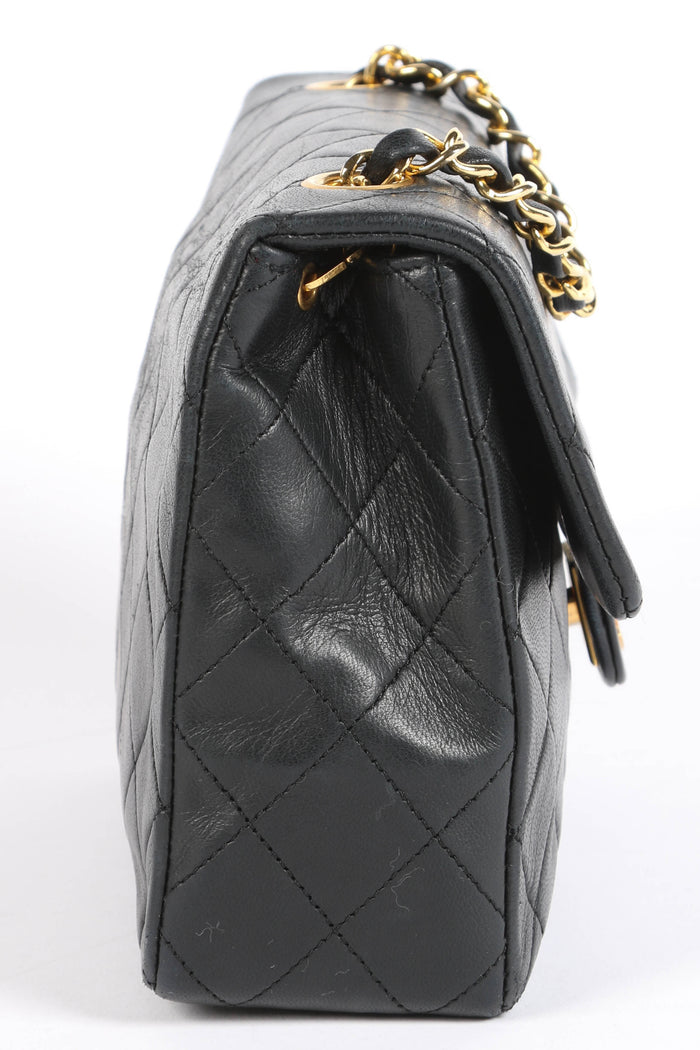 90s Chanel Black Lambskin Mini Square Crossbody Bag