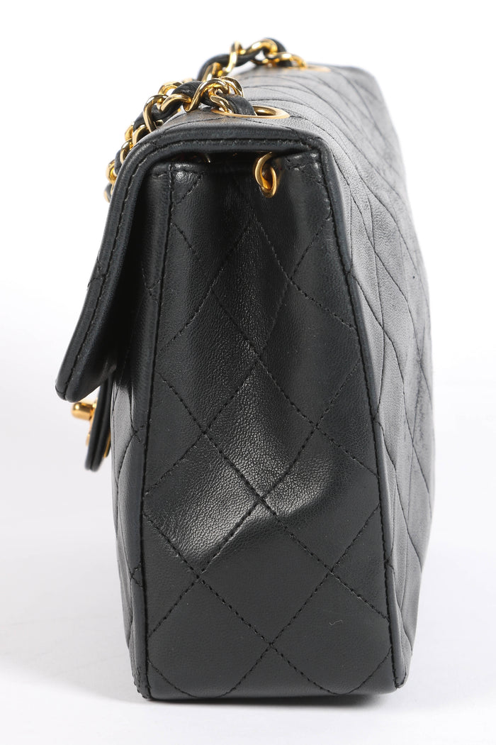 90s Chanel Black Lambskin Mini Square Crossbody Bag