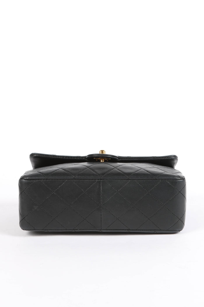 90s Chanel Black Lambskin Mini Square Crossbody Bag