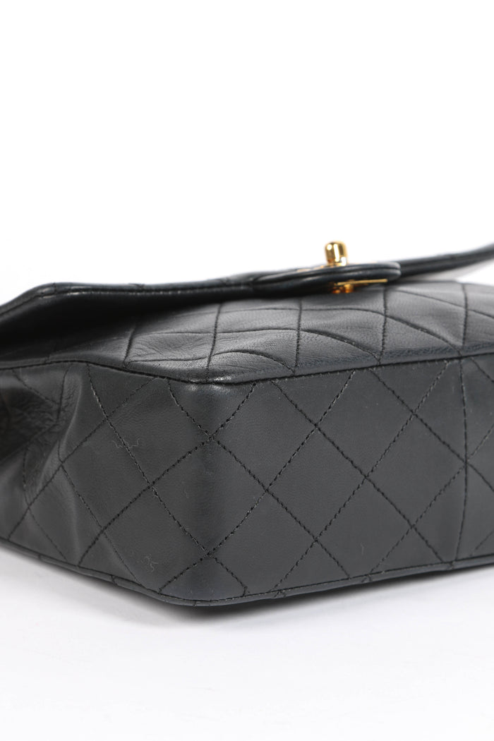 90s Chanel Black Lambskin Mini Square Crossbody Bag