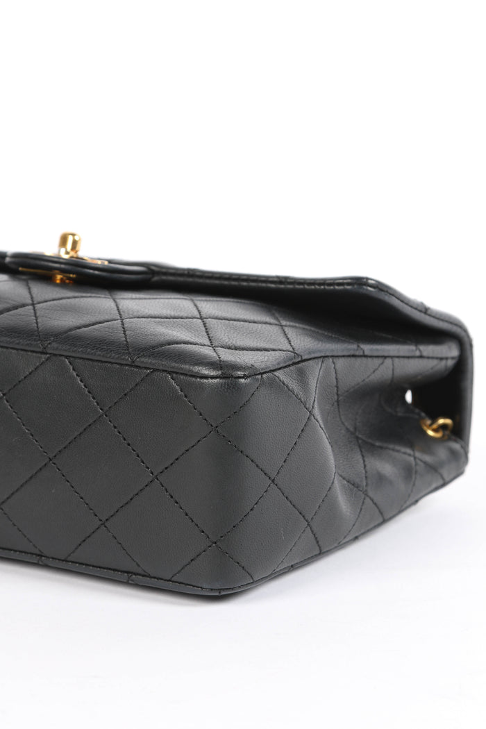 90s Chanel Black Lambskin Mini Square Crossbody Bag