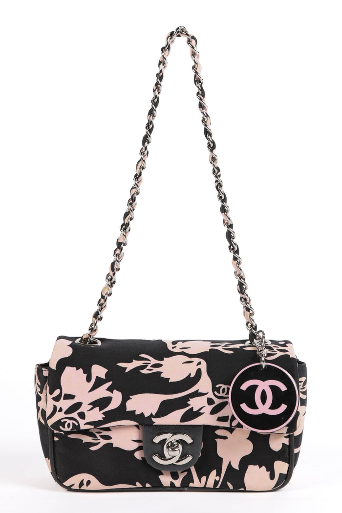 2000s Chanel Cruise Collection Floral Printed Mini Rectangular Shoulder Bag