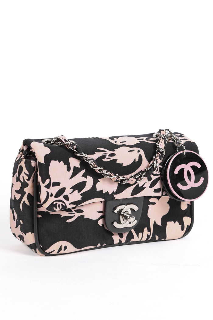 2000s Chanel Cruise Collection Floral Printed Mini Rectangular Shoulder Bag