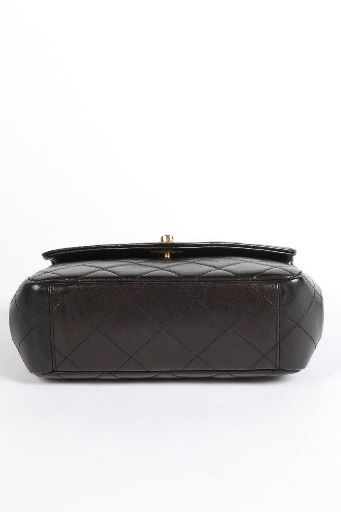 90s Chanel Black Lambskin Envelope Top Handle Bag