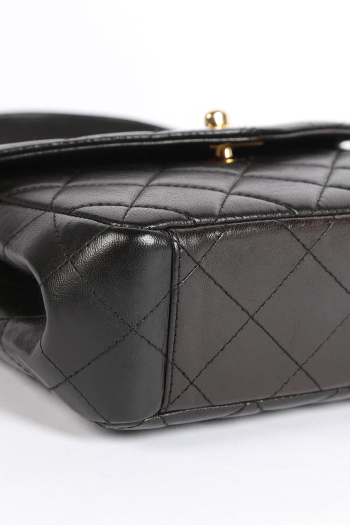 90s Chanel Black Lambskin Envelope Top Handle Bag