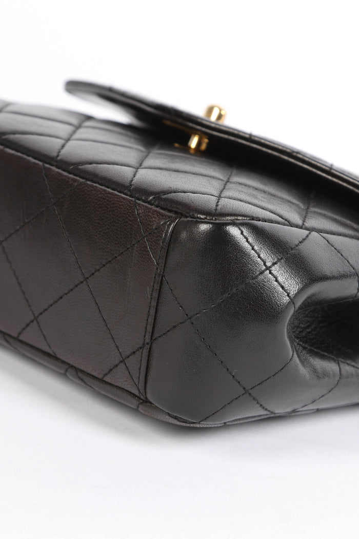 90s Chanel Black Lambskin Envelope Top Handle Bag