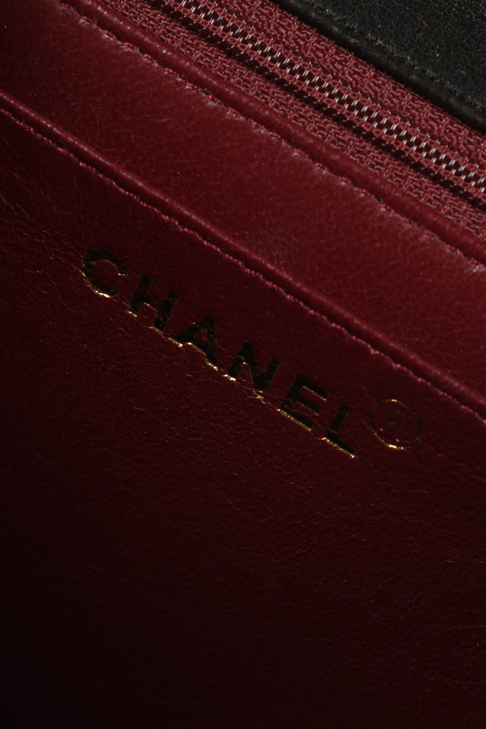 90s Chanel Black Lambskin Envelope Top Handle Bag