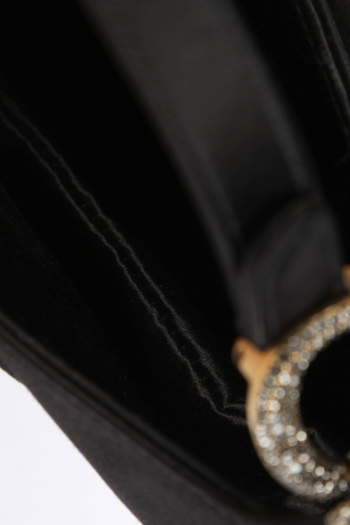 RARE Christian Dior Black Satin Embellished  Mini Saddle Bag