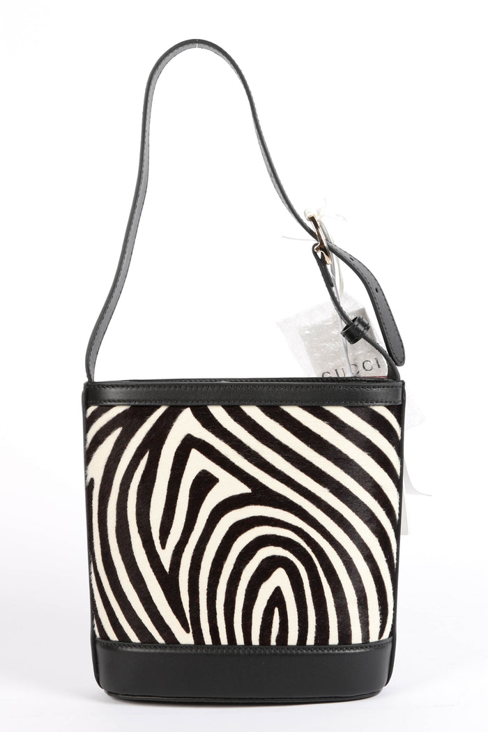 RARE Gucci Zebra Printed Ponyhair 73 Mini Bucket Bag