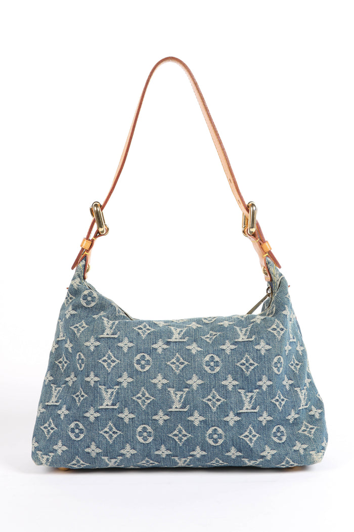 2000s Louis Vuitton Blue Denim Baggy PM Monogram Shoulder Bag