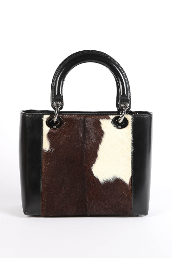 2000s Christian Dior Cow Print Ponyhair Medium Lady Dior