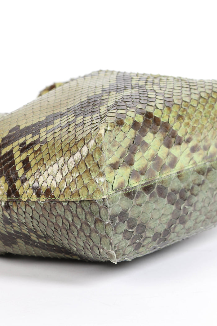 Vintage Christian Dior Green Python Maris Beaded Top Handle Bag