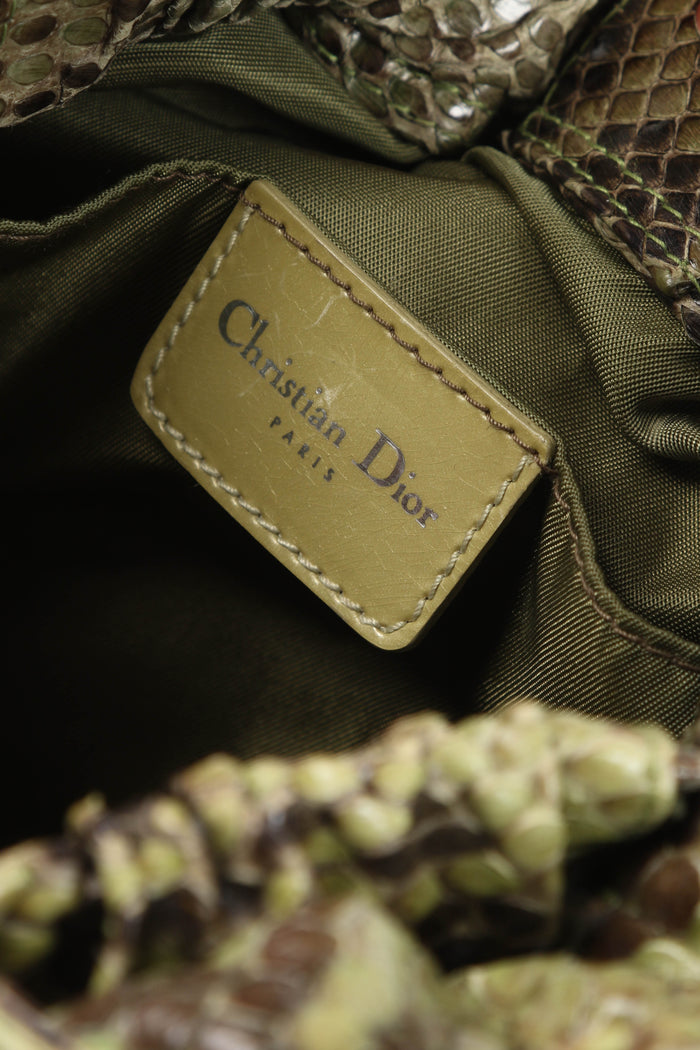 Vintage Christian Dior Green Python Maris Beaded Top Handle Bag