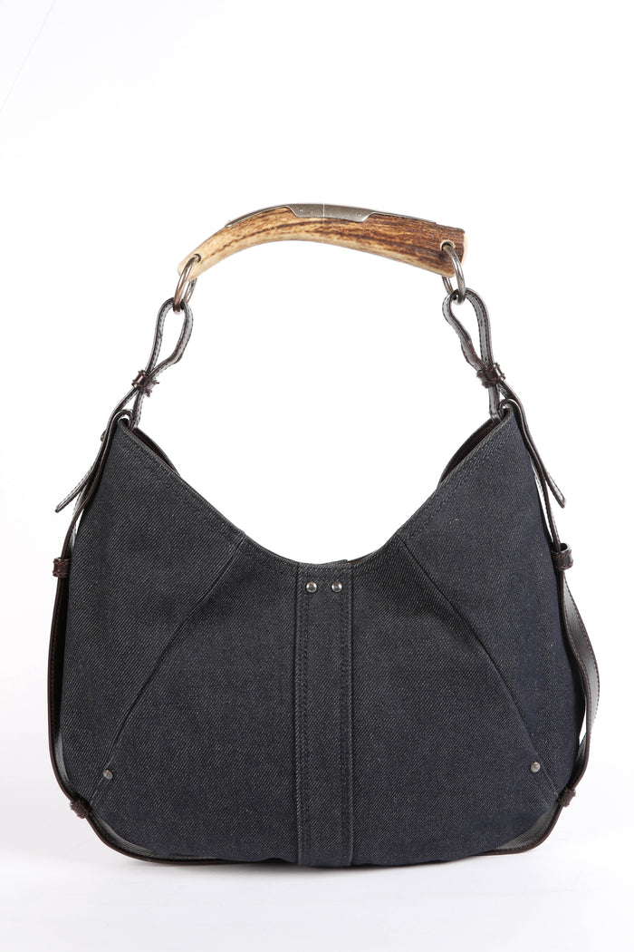 Vintage Yves Saint Laurent Dark Denim Mombasa Shoulder Bag