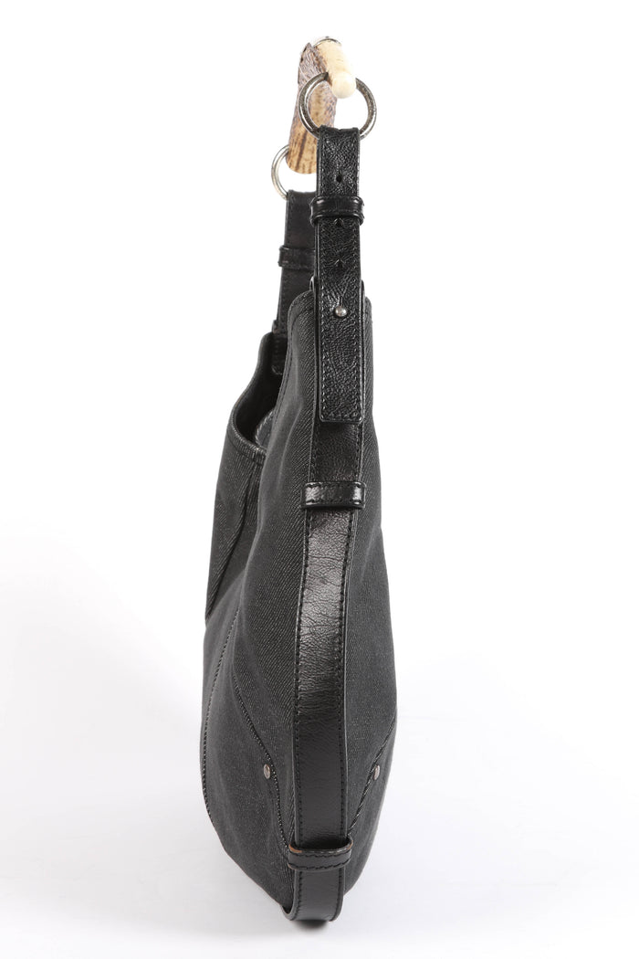 Vintage Yves Saint Laurent Grey Denim Mombasa Shoulder Bag