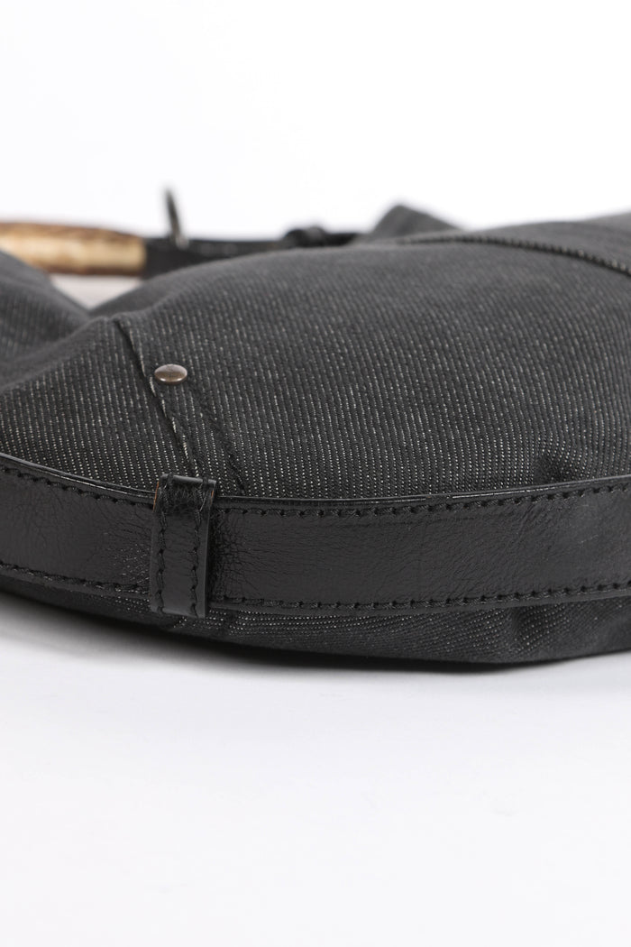 Vintage Yves Saint Laurent Grey Denim Mombasa Shoulder Bag