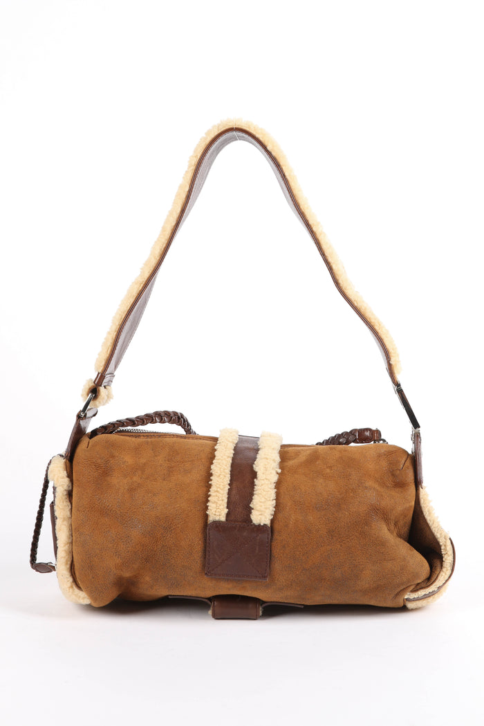 2000s Christian Dior Shearling Flight Collection Shoulder Bag