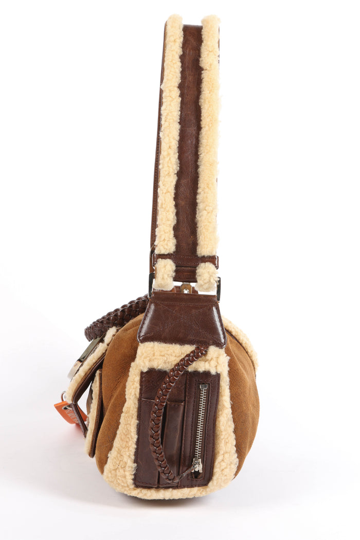 2000s Christian Dior Shearling Flight Collection Shoulder Bag