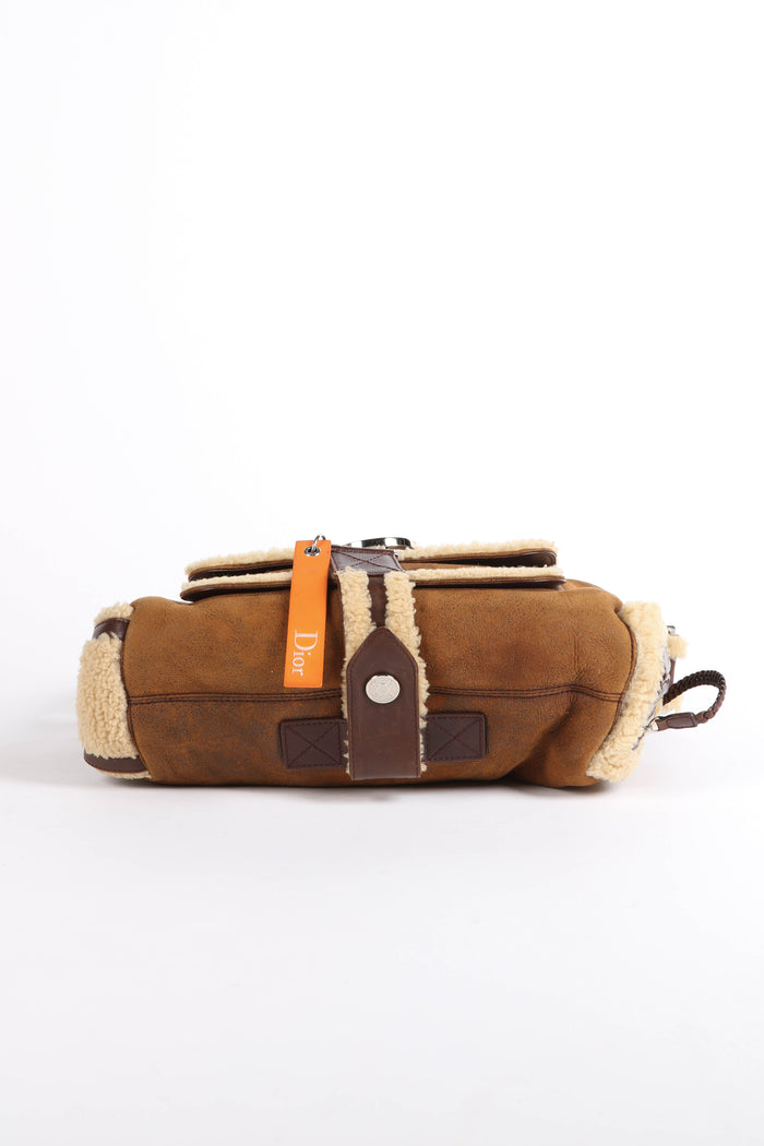 2000s Christian Dior Shearling Flight Collection Shoulder Bag