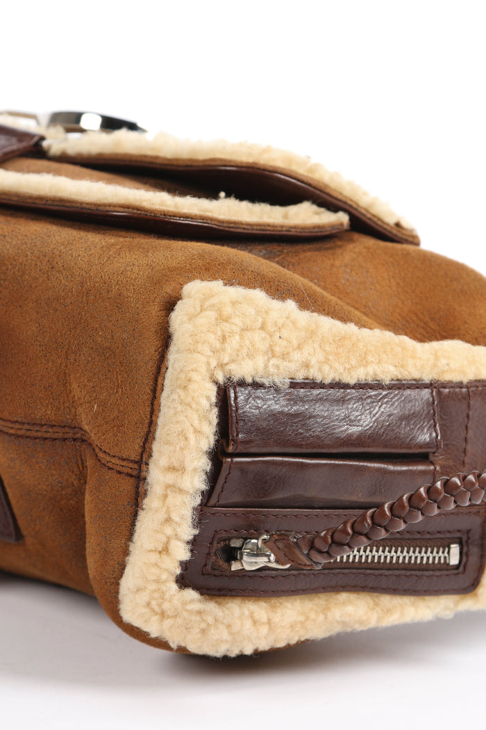 2000s Christian Dior Shearling Flight Collection Shoulder Bag