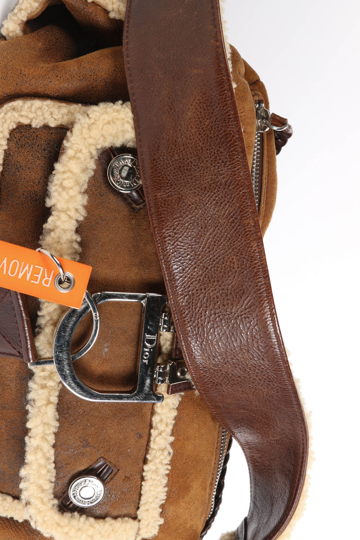 2000s Christian Dior Shearling Flight Collection Shoulder Bag