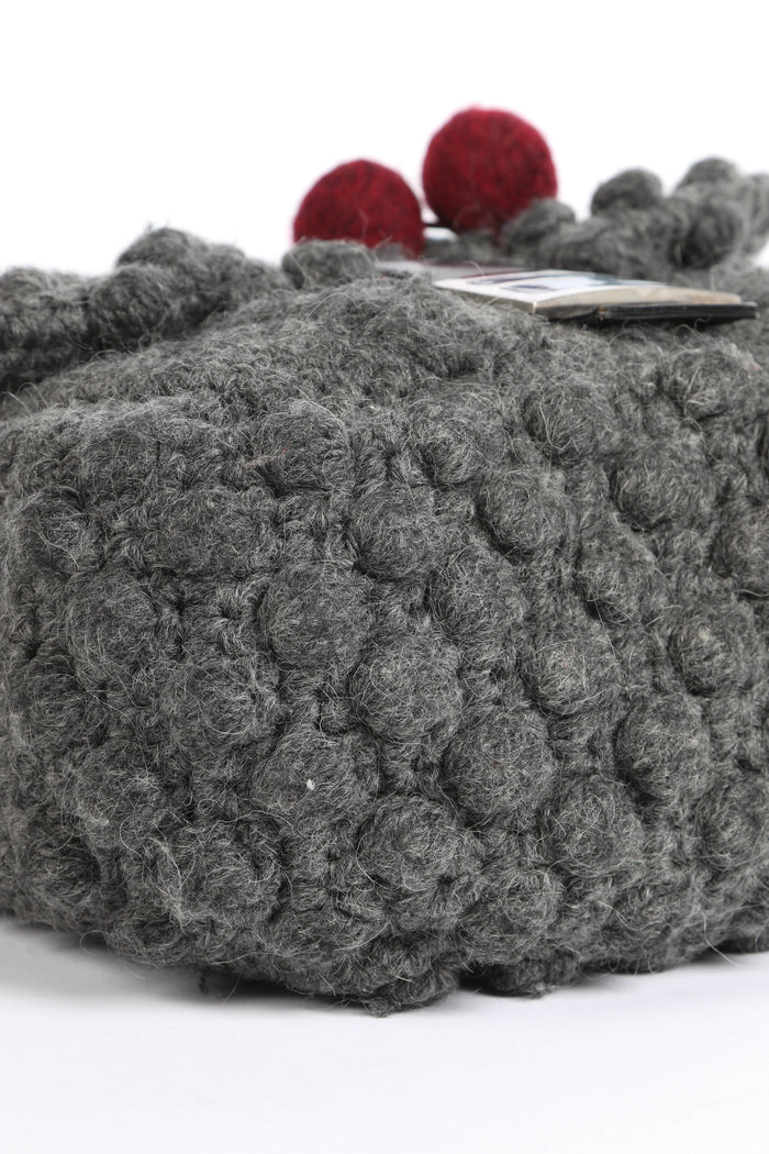 Vintage Fendi Grey Knitted Floral Embellished Mamma Baguette Shoulder Bag