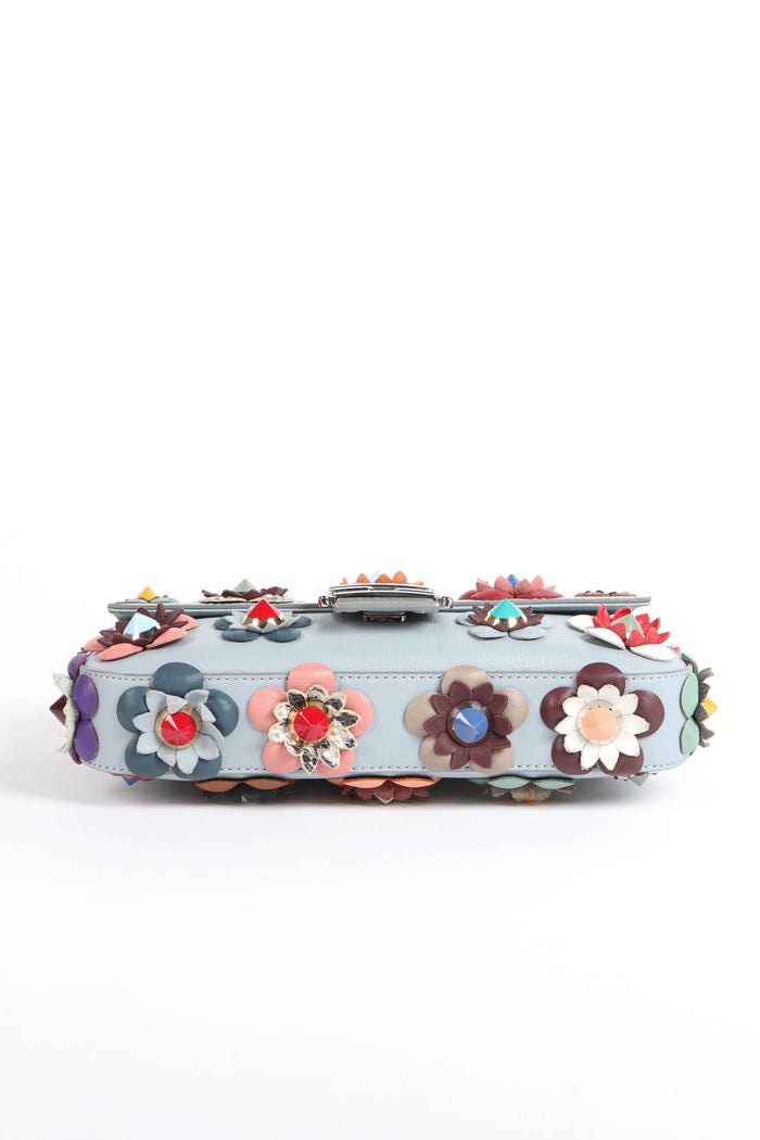 2023 Fendi Blue Flowerland Baguette Shoulder Bag