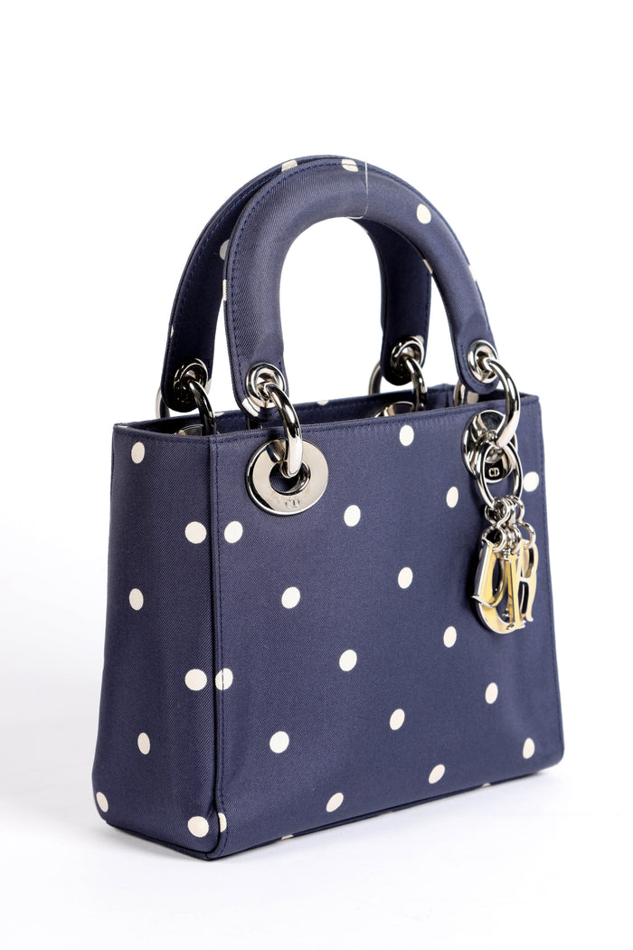 RARE Christian Dior Polka Dot Silk Mini Lady Dior