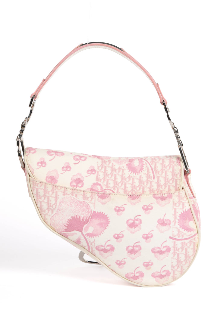 RARE 2000s Christian Dior Galliano Pink Cherry Blossom Saddle Bag