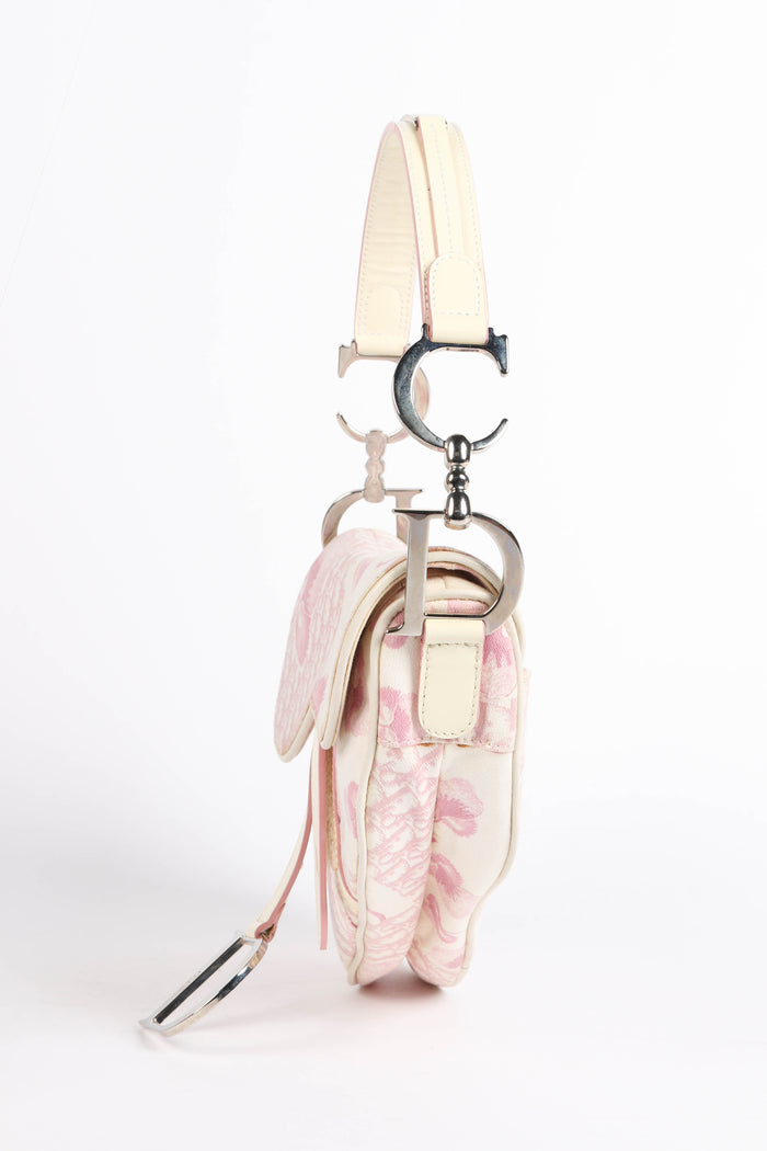 RARE 2000s Christian Dior Galliano Pink Cherry Blossom Saddle Bag