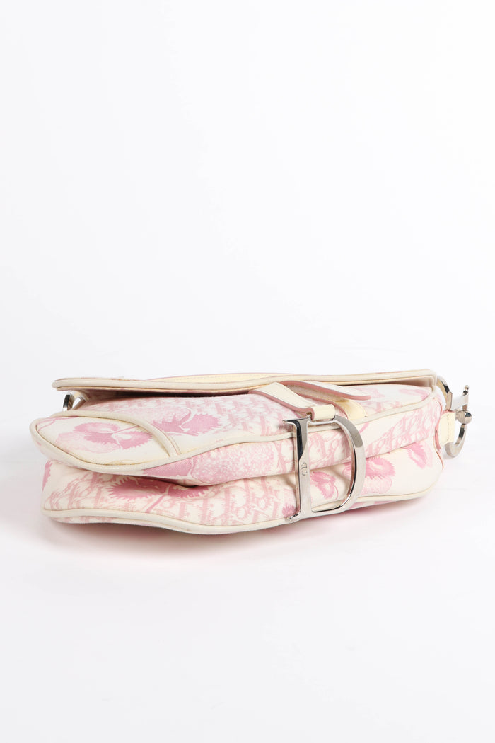 RARE 2000s Christian Dior Galliano Pink Cherry Blossom Saddle Bag