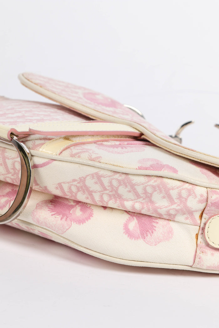 RARE 2000s Christian Dior Galliano Pink Cherry Blossom Saddle Bag