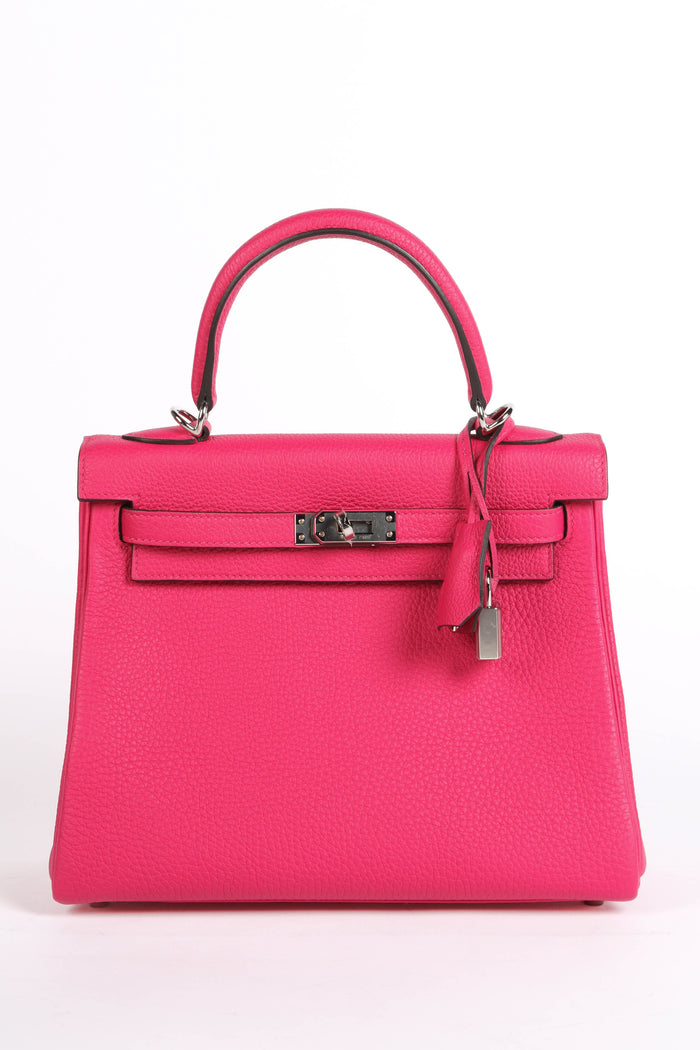2025 Hermes Kelly 25 Retourne in Rose Mexico Togo Leather with Palladium Hardware