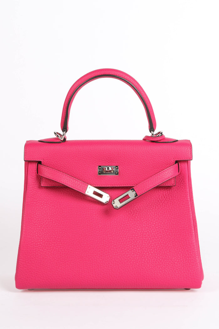 2025 Hermes Kelly 25 Retourne in Rose Mexico Togo Leather with Palladium Hardware