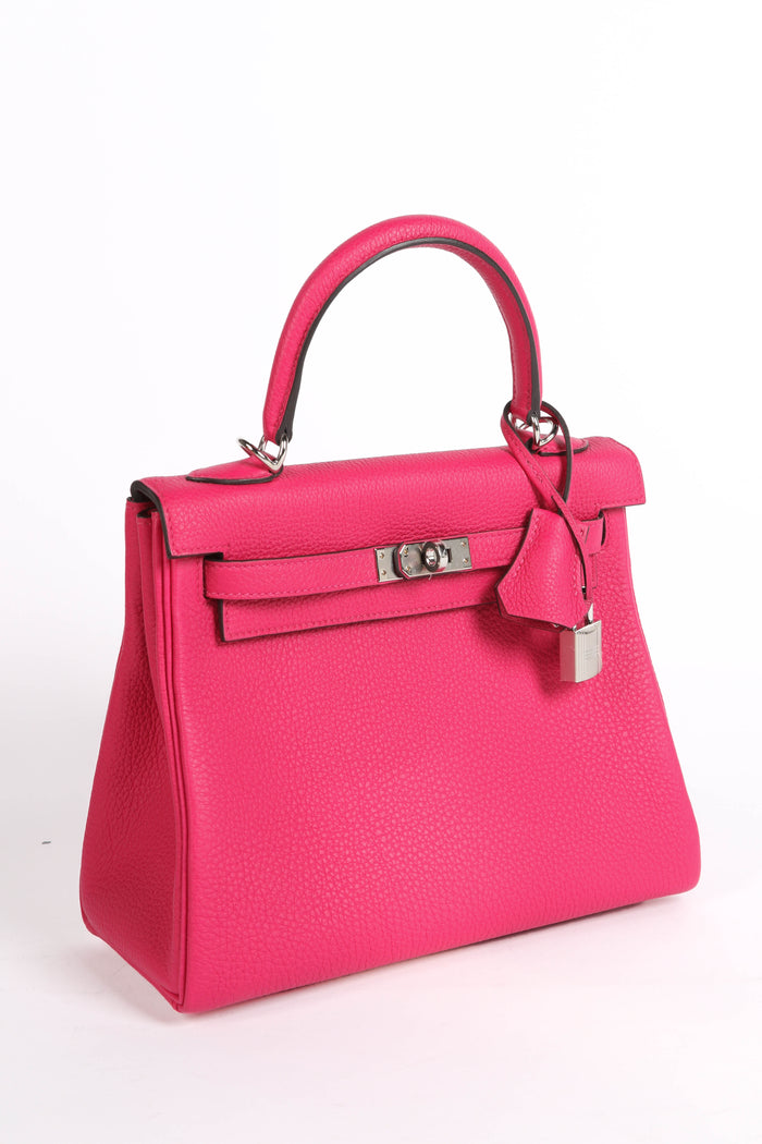 2025 Hermes Kelly 25 Retourne in Rose Mexico Togo Leather with Palladium Hardware
