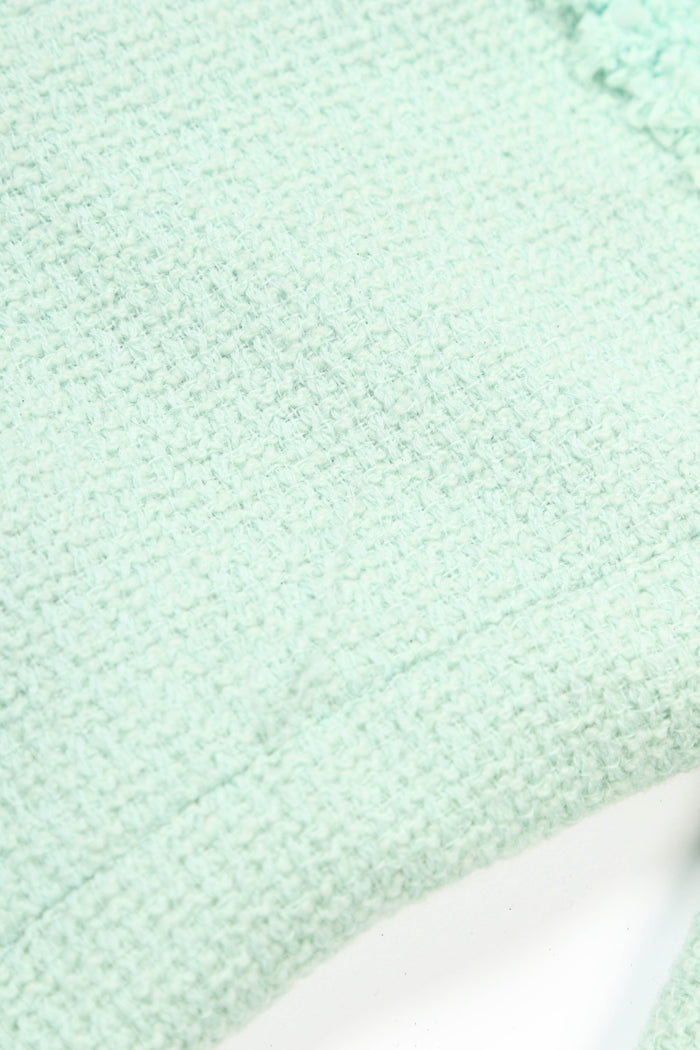90s Chanel Mint Green Tweed Blazer and Midi Dress Set FR 38 (UK 10)