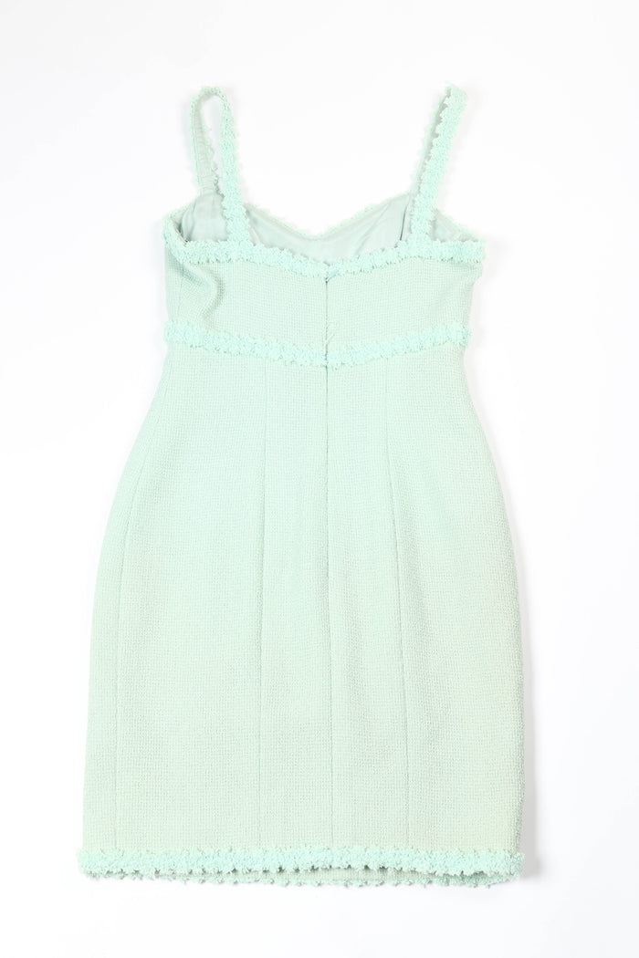 90s Chanel Mint Green Tweed Blazer and Midi Dress Set FR 38 (UK 10)
