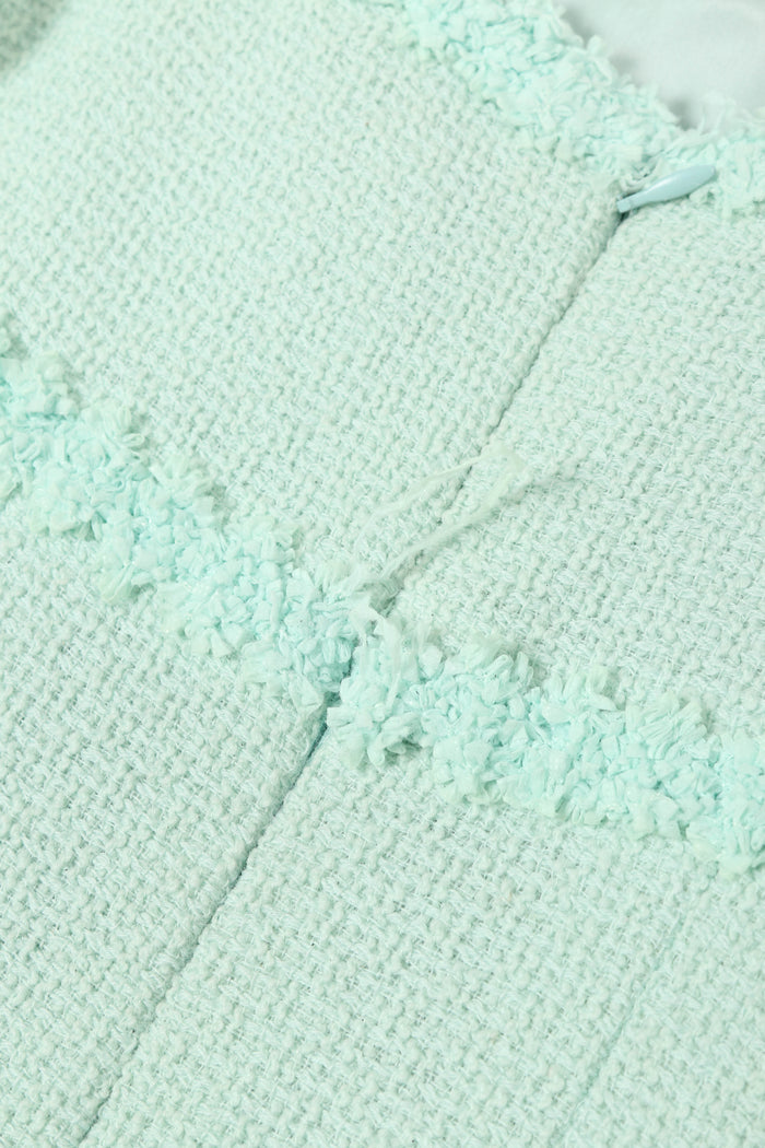 90s Chanel Mint Green Tweed Blazer and Midi Dress Set FR 38 (UK 10)