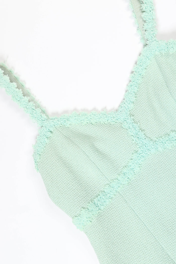 90s Chanel Mint Green Tweed Blazer and Midi Dress Set FR 38 (UK 10)