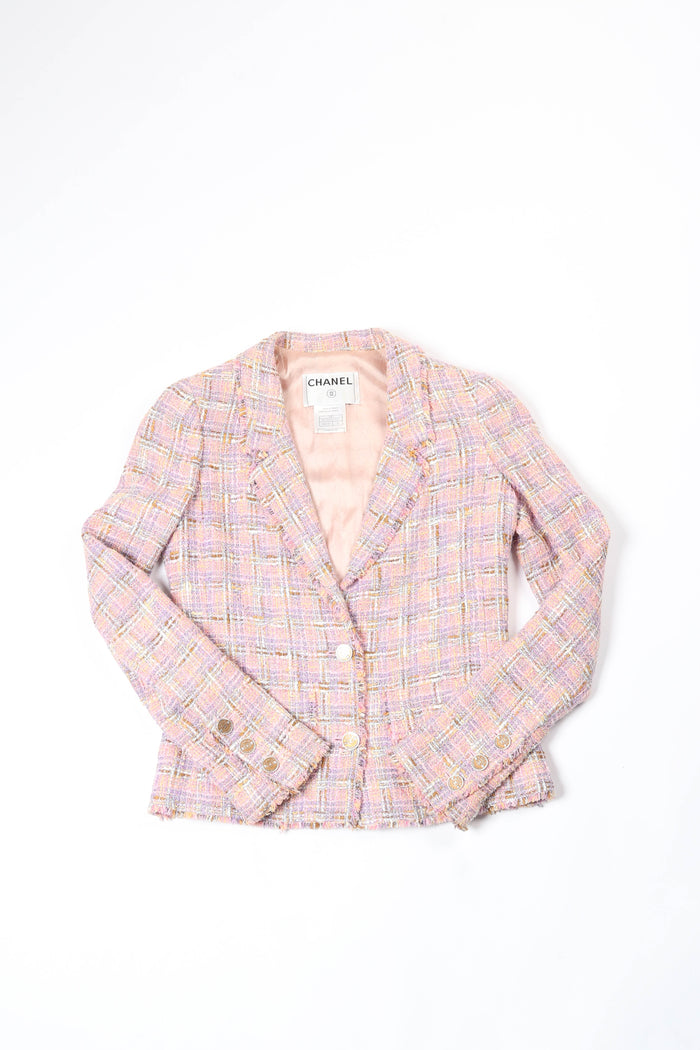 2000s Chanel Pink Tweed Jacket FR34 (UK6)