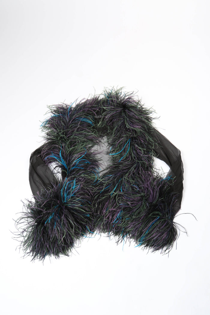 RARE 1996 Gucci Tom Ford Black Ostrich Feather Jacket (UK 8)