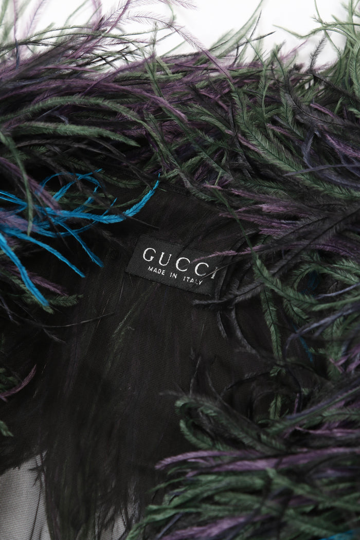 RARE 1996 Gucci Tom Ford Black Ostrich Feather Jacket (UK 8)