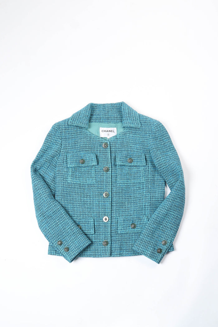 Chanel Blue Tweed Jacket FR 36 (UK 10)