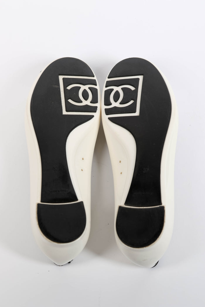 Chanel Black and White Rubber Ballet Flats (EU 37)