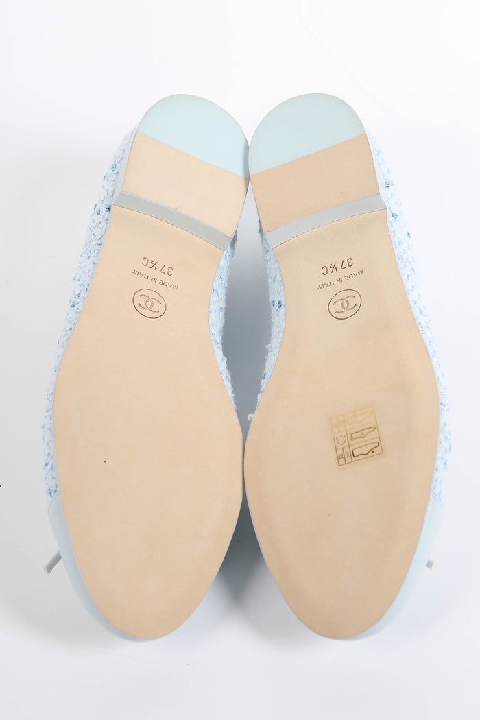 Chanel Blue Metallic Tweed Ballet Flats (EU 37.5C)