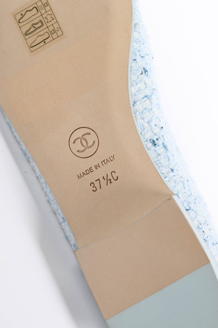 Chanel Blue Metallic Tweed Ballet Flats (EU 37.5C)