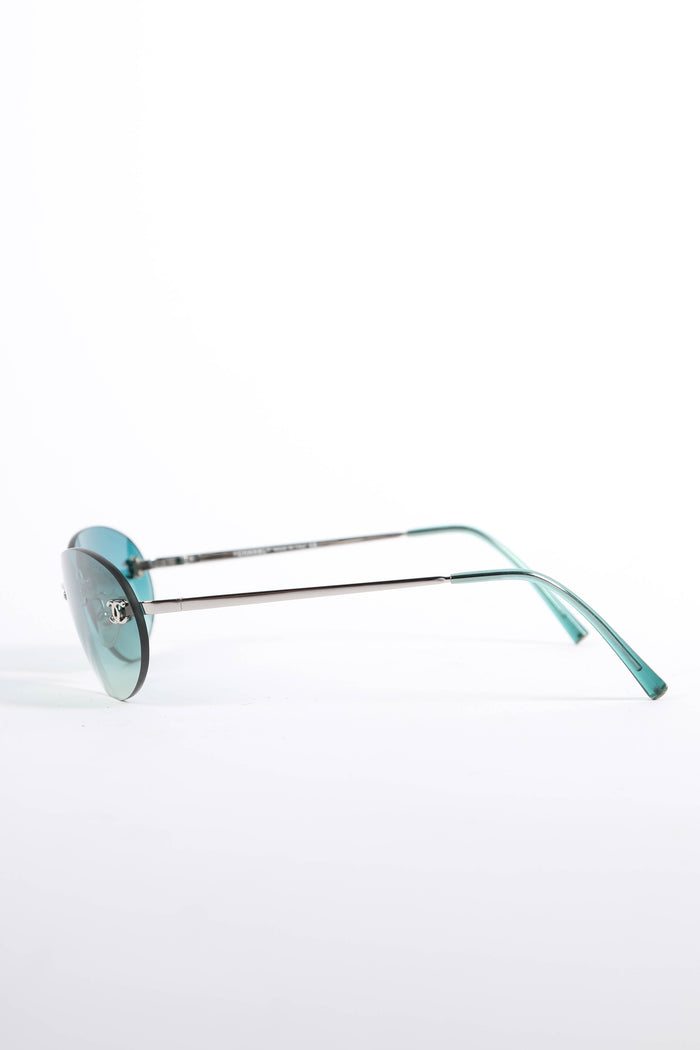 2000s Chanel Blue Oval CC Sunglasses